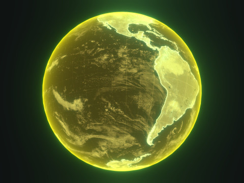 Yellow Hologram Planet Earth Sci-Fi 3D Model