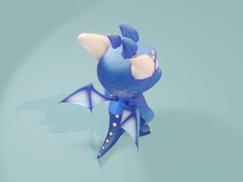 Cartoon Baby Dragon Blue Modelo 3D