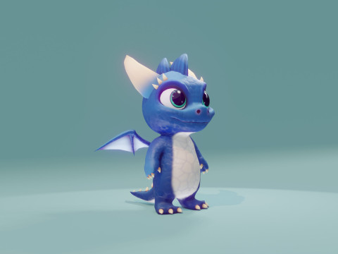 Cartoon Baby Dragon Blue Modelo 3D