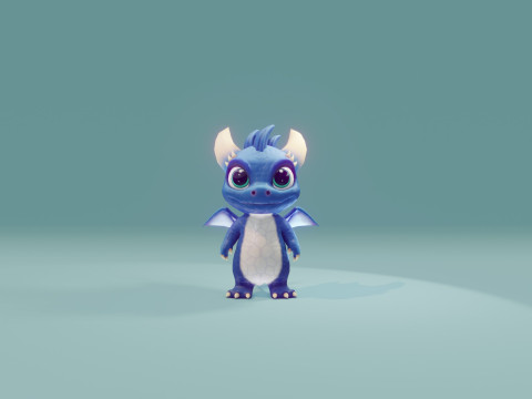 Cartoon Baby Dragon Blue Modelo 3D