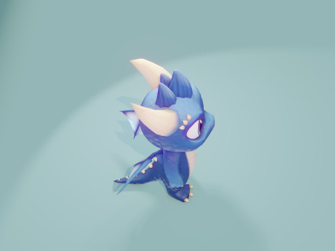 Cartoon Baby Dragon Blue Modelo 3D