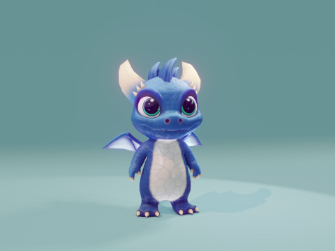 Cartoon Baby Dragon Blue Modelo 3D