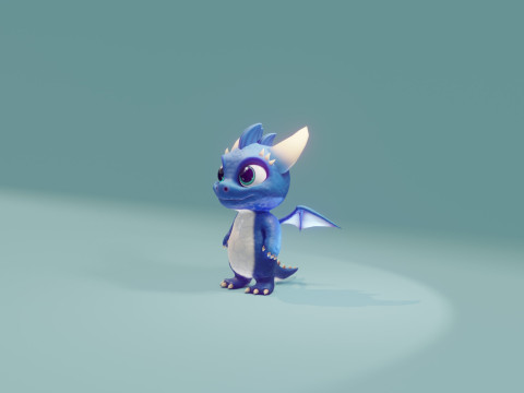 Cartoon Baby Dragon Blue Modelo 3D