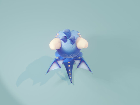 Cartoon Baby Dragon Blue Modelo 3D