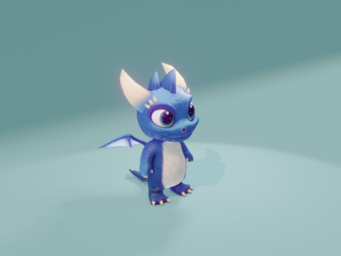 Cartoon Baby Dragon Blue Modelo 3D