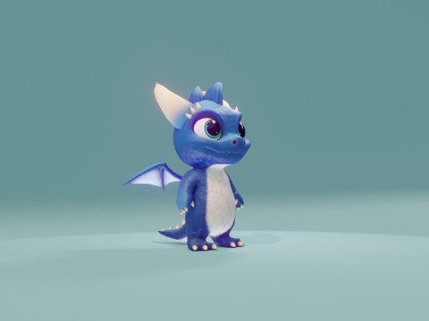 Cartoon Baby Dragon Blue Modelo 3D