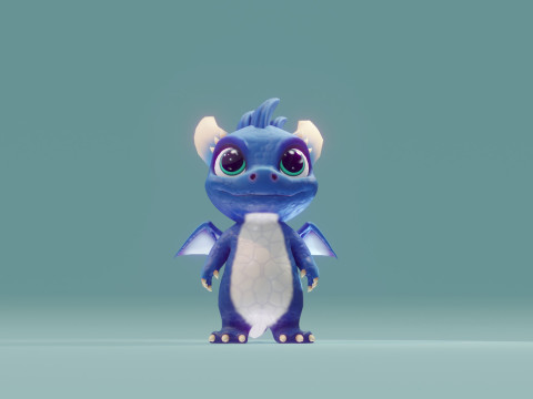 Cartoon Baby Dragon Blue Modelo 3D