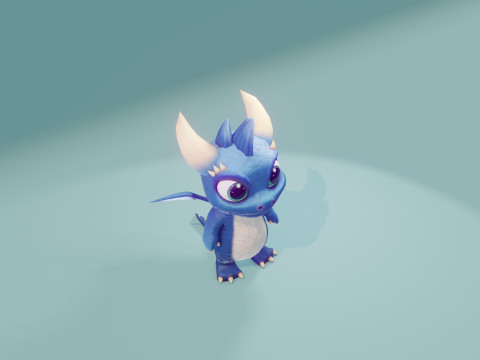 Cartoon Baby Dragon Blue Modelo 3D