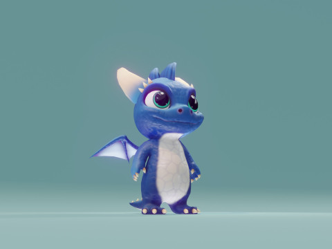 Cartoon Baby Dragon Blue Modelo 3D