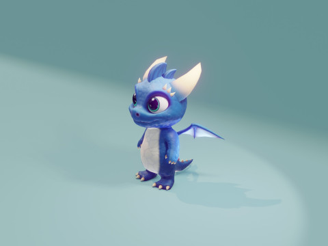 Cartoon Baby Dragon Blue Modelo 3D