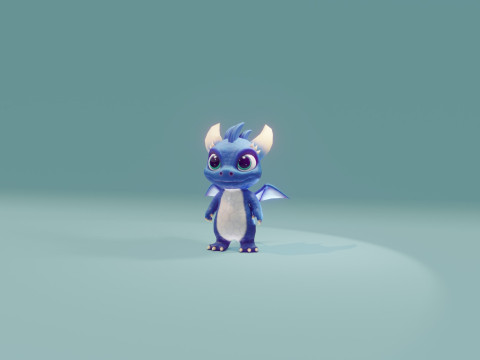 Cartoon Baby Dragon Blue Modelo 3D
