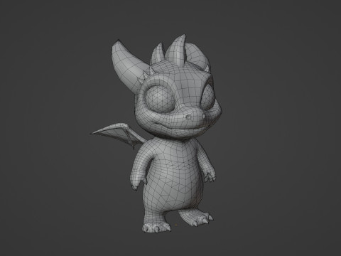 Cartoon Baby Dragon Blue Modelo 3D