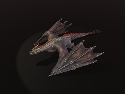 Realistic Black Wyvern Animated Low-Poly 3D Model