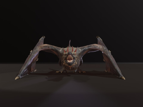 Realistic Black Wyvern Animated Low-Poly 3D Model