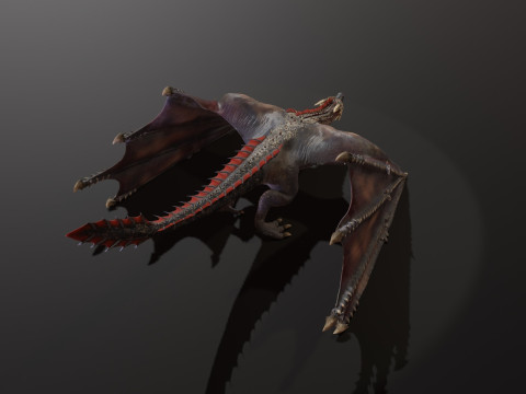 Realistic Black Wyvern Animated Low-Poly 3D Model