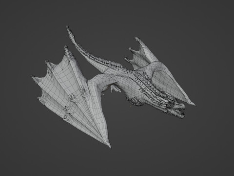 Realistic Black Wyvern Animated Low-Poly 3D Model