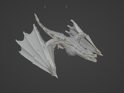 Realistic Black Wyvern Animated Low-Poly 3D Model