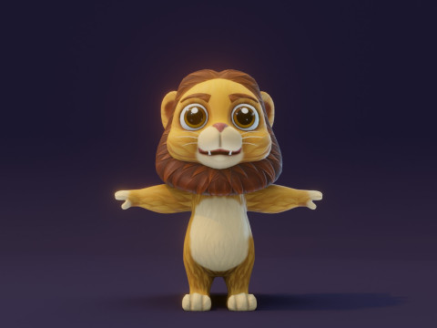 Cartoon Animated Lion and Tiger Collection Model 3D