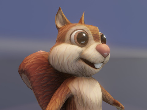 Cartoon Animated Ara Parrot and Squirrel Collection 3D Model