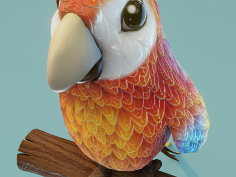 Cartoon Animated Owl and Ara Parrot Collection 3D-Modell