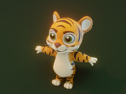 Cartoon Animated Frog and Tiger Collection Model 3D