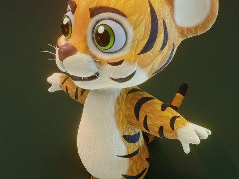Cartoon Animated Frog and Tiger Collection Model 3D