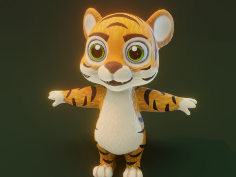 Cartoon Animated Tiger Lion and Wolf Collection Modèle 3D