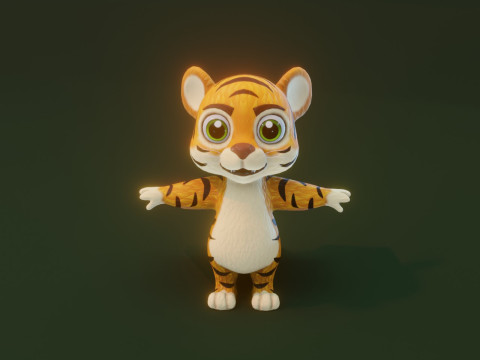 Cartoon Animated Tiger Lion and Wolf Collection Modèle 3D