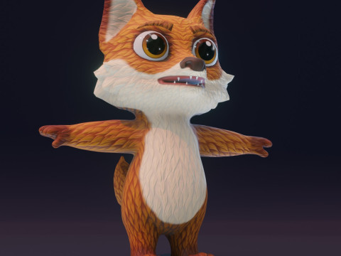 Cartoon Animated Wolf Fox and Squirrel Collection 3D Model