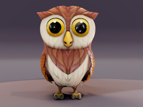 Cartoon Animated Owl Wolf and Fox Collection Model 3D