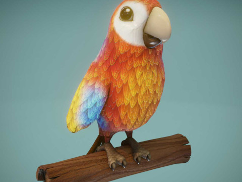 Cartoon Animated Ara Parrot Owl and Squirrel Collection 3D-Modell