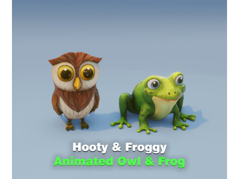 Hooty Froggy Animated Owl and Frog Collection 3D Модель