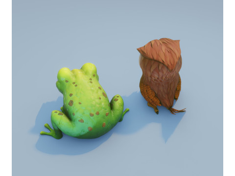 Hooty Froggy Animated Owl and Frog Collection 3D मॉडल
