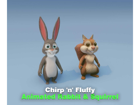 Chirp n Fluffy Animated Squirrel and Rabbit Collection 3D Модель