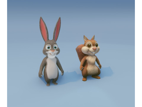 Chirp n Fluffy Animated Squirrel and Rabbit Collection Modello 3D