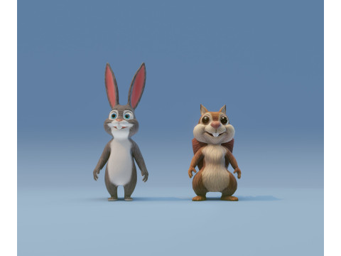 Chirp n Fluffy Animated Squirrel and Rabbit Collection Modello 3D