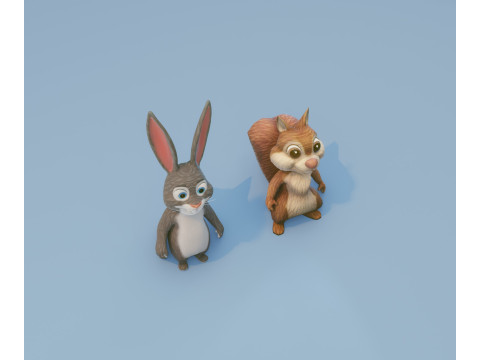 Chirp n Fluffy Animated Squirrel and Rabbit Collection Modello 3D