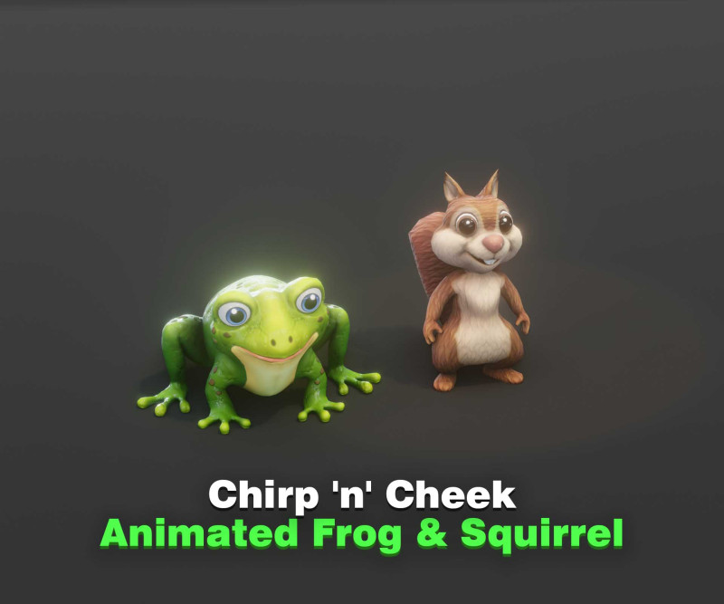 Chirp n Cheek Animated Squirrel and Frog Collection Model 3D .c4d .max .obj .3ds .fbx .stl .blend