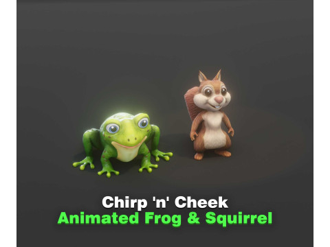 Chirp n Cheek Animated Squirrel and Frog Collection 3D Модель