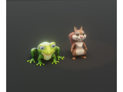 Chirp n Cheek Animated Squirrel and Frog Collection Model 3D