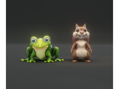 Chirp n Cheek Animated Squirrel and Frog Collection Model 3D