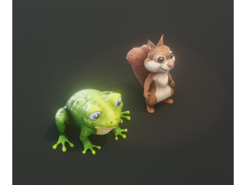 Chirp n Cheek Animated Squirrel and Frog Collection Model 3D