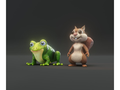 Chirp n Cheek Animated Squirrel and Frog Collection Model 3D