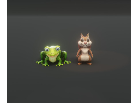 Chirp n Cheek Animated Squirrel and Frog Collection Model 3D
