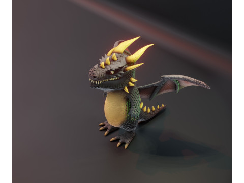 Cartoon Dragons Black Dragon Gold Dragon Crystal Dragon Model 3D