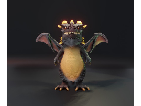 Cartoon Dragons Black Dragon Gold Dragon Crystal Dragon Model 3D