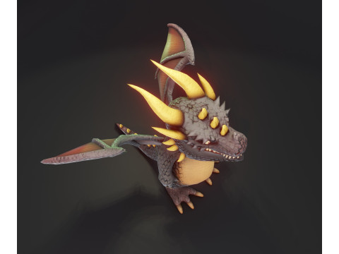 Cartoon Dragons Black Dragon Gold Dragon Crystal Dragon Model 3D