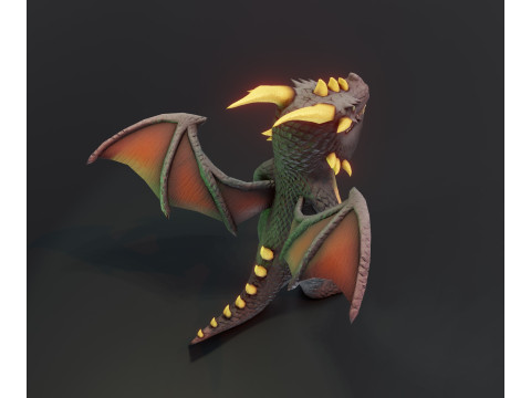 Cartoon Dragons Black Dragon Gold Dragon Crystal Dragon Model 3D