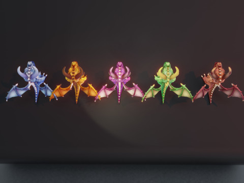 Cartoon Gem Dragons Animated Modelo 3D