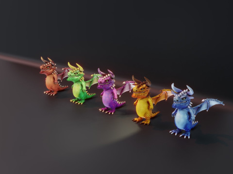 Cartoon Gem Dragons Animated Modelo 3D